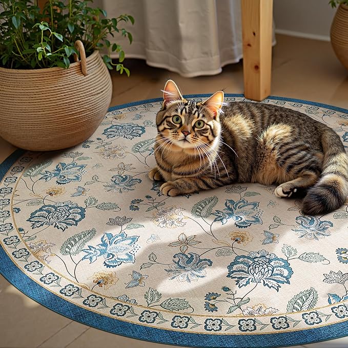 jinchan Elora 5ft Floral Round Rug - Image 3
