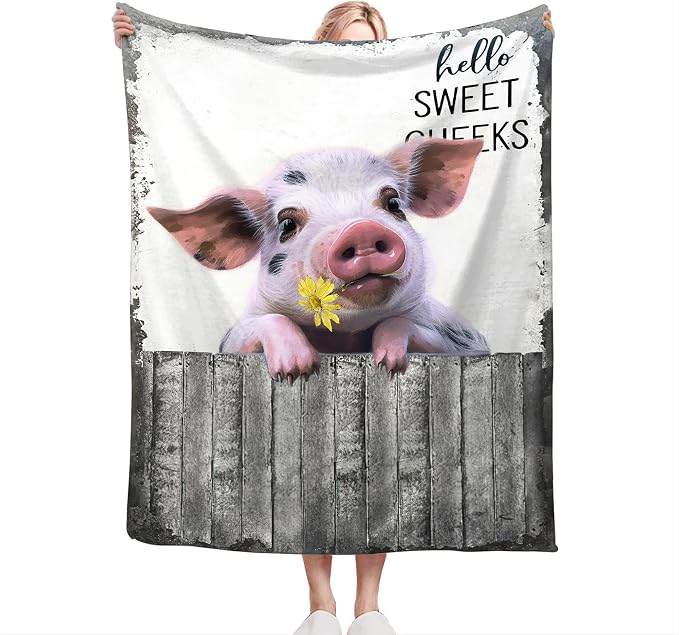 Funny Pig Farm Throw Blanket - Image 2