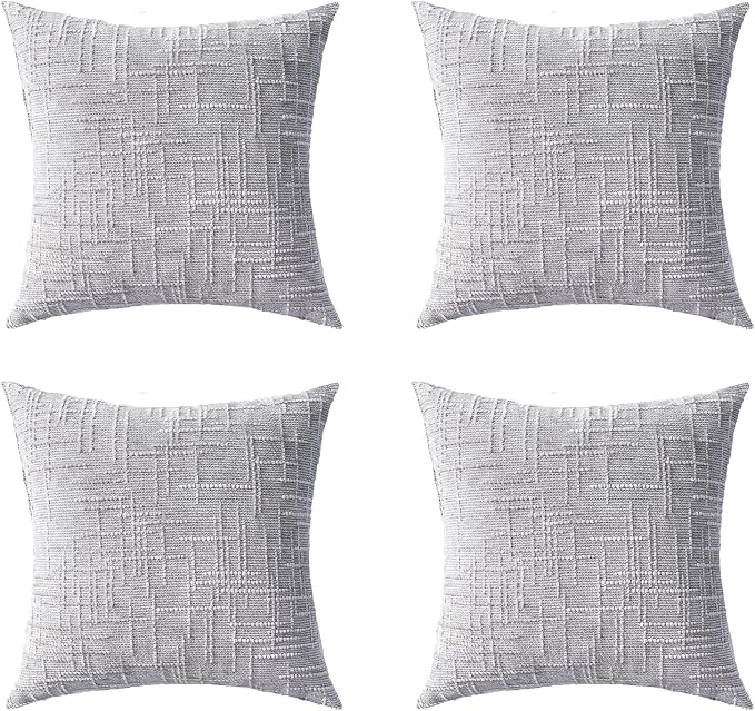 Decorative Throw Pillow Covers 18x18 Inch Set of 4, Soft Solid Farmhouse by ZSkogur