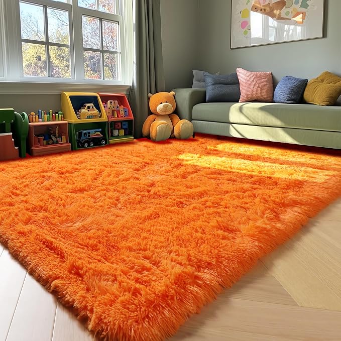 ONASAR Orange Area Rugs for Bedroom Living Room, Washable Fluffy 4x6 Indoor - Image 8