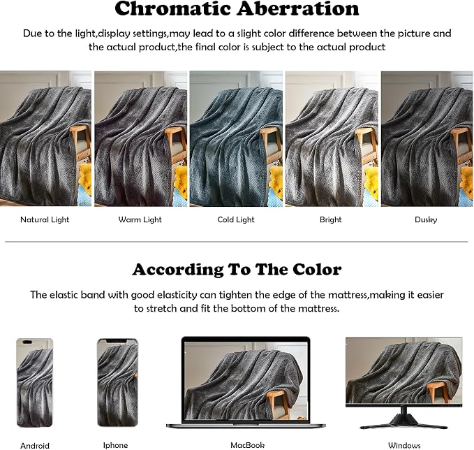 NEWCOSPLAY Super Soft Throw Blanket Dark Grey Premium Silky Flannel Fleece - Image 6