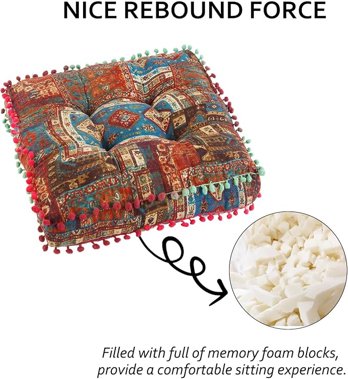 Bohemian Seat Cushion，Indoor & Outdoor 16.5" x 16.5" Seating Cushion - Image 4