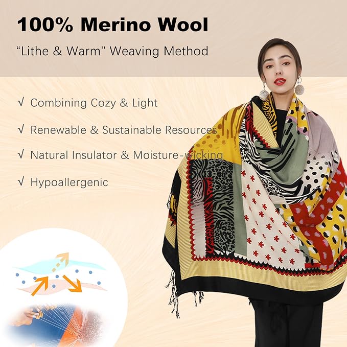 DANA XU 100% Merino Wool Pashmina Shawl - Image 4