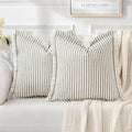 MIULEE Pack of 2 Olive Green Christmas Pillow Covers 20x20 Inch Striped by MIULEE