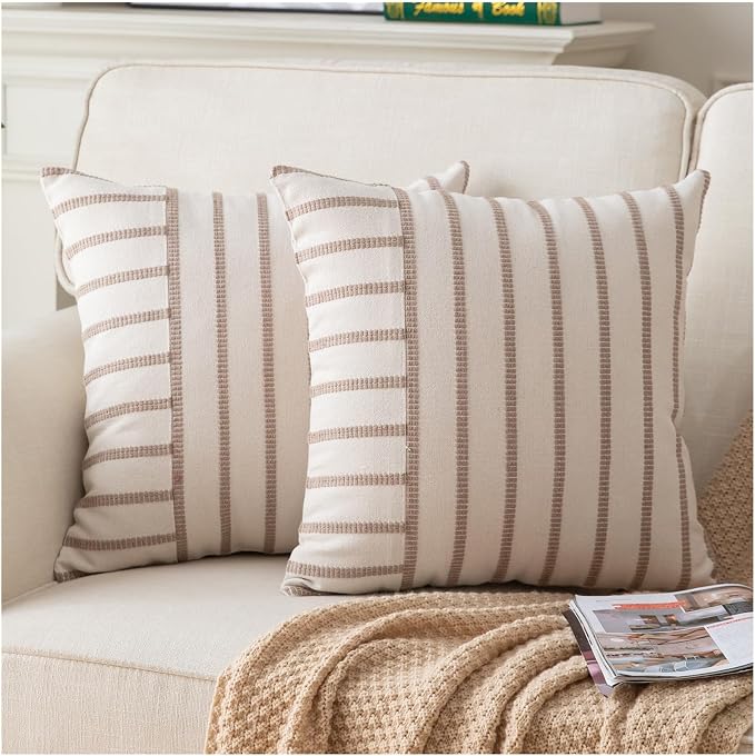 Caflife Boho Throw Pillow Covers 20x20 Set of 2 Soft Farmhouse Decorative Couch by Caflife