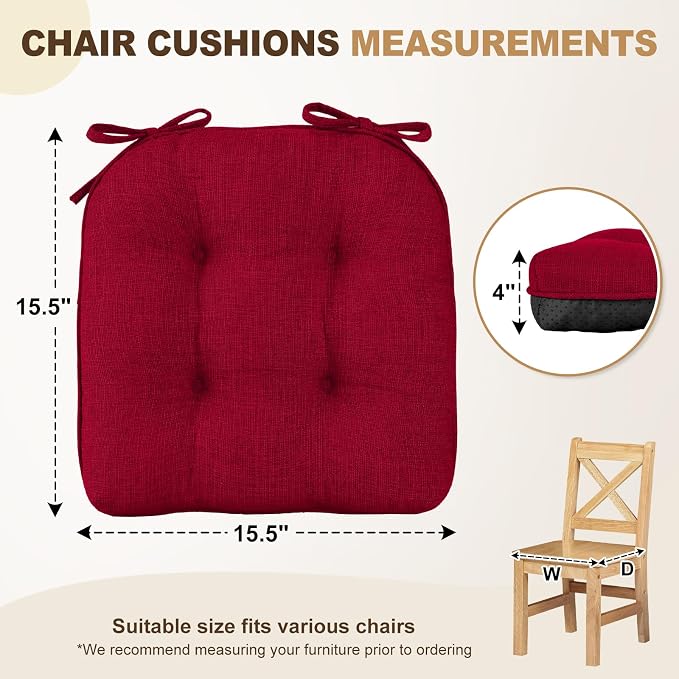 downluxe Indoor Chair Cushions for Dining Chairs, Tufted Overstuffed Textured - Image 2