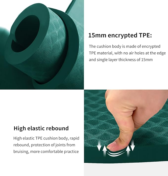 nuveti Large Exercise Mat - 15mm/20mm/30mm Thick Yoga Mat | Workout Mat - Image 5