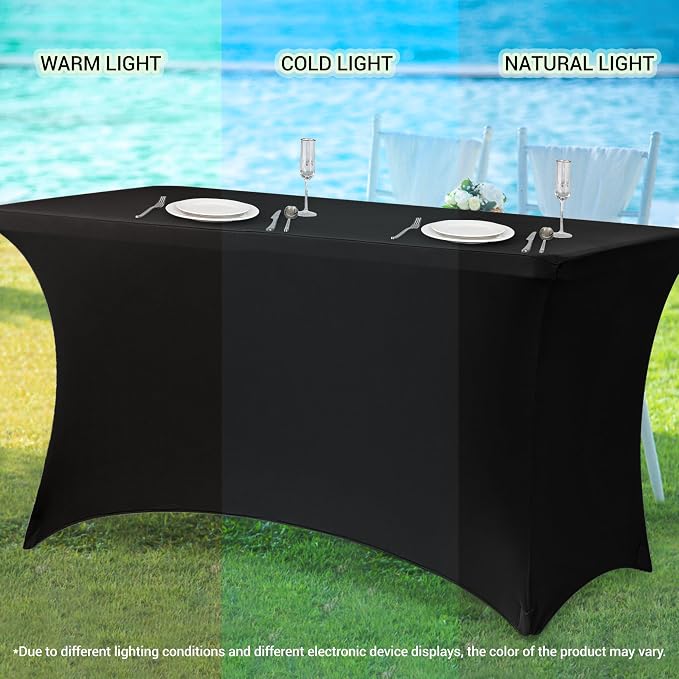 Obstal 6 Pack Stretch Spandex Red Table Covers - Image 7