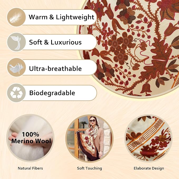 DANA XU 100% Merino Wool Pashmina Shawl - Image 4