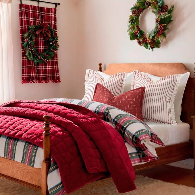ZWJD Throw Christmas Pillow Covers 24x24 Set of 2 Striped Pillow Covers - Image 6