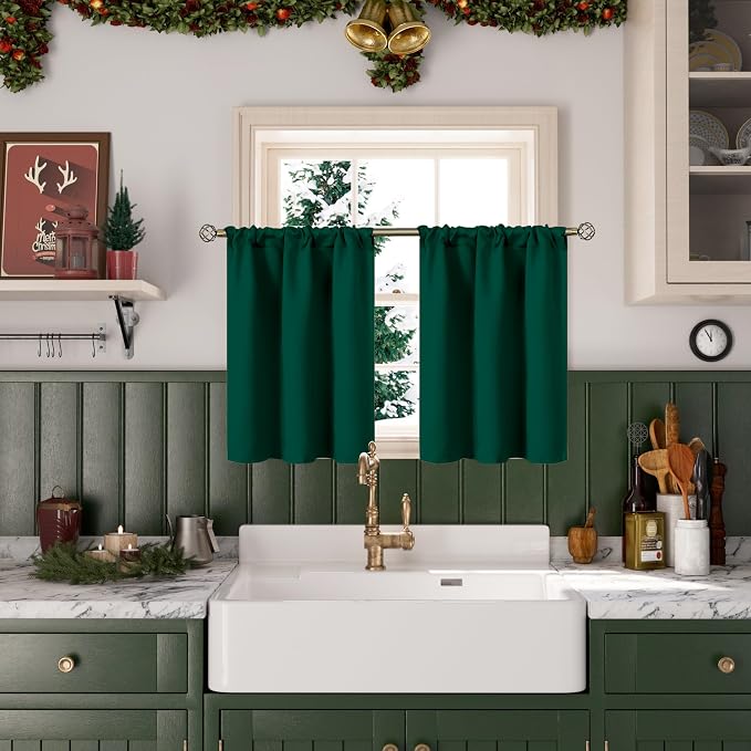 BGment Emerald Green Curtains 36 Inch Length - Image 2