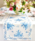 Solino Home Blue Floral Print Table Runner 120 Inches Long by SolinoHome