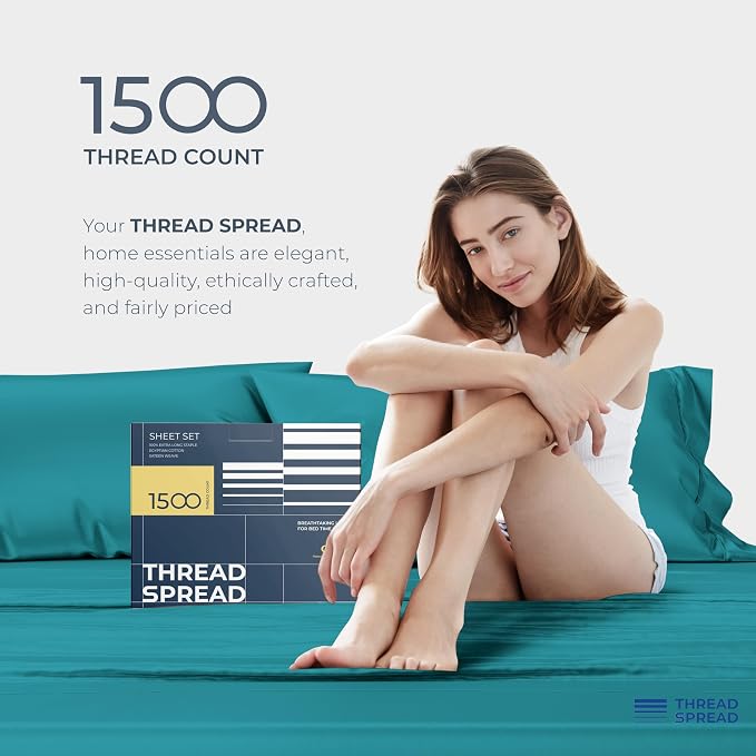 THREAD SPREAD 100% Egyptian Cotton Sheets California King Size Bed Set - Image 8