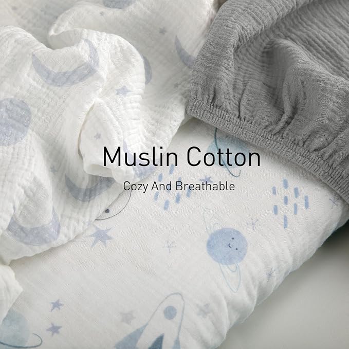 Gllquen Baby Muslin Bassinet Sheets 3 Pack, Breathable Elastic Cozy Fitted - Image 3