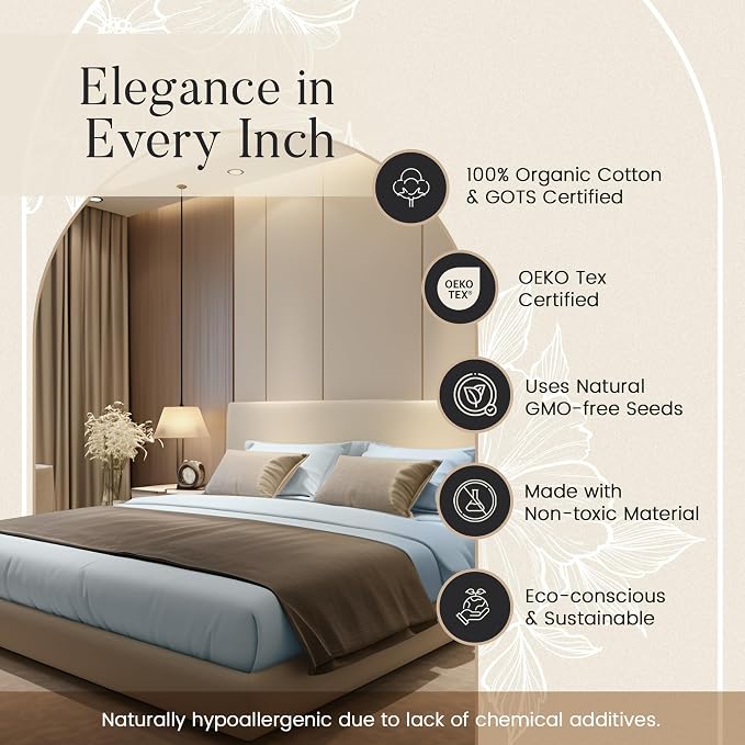 100% Organic Cotton Sheets King Size, 4 Piece Breathable Bed Sheet Set - Image 7