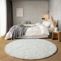 ONASAR Cream White Round Area Rugs 6ft, Fluffy Soft Bedroom Circle Rug Floor Mat by ONASAR