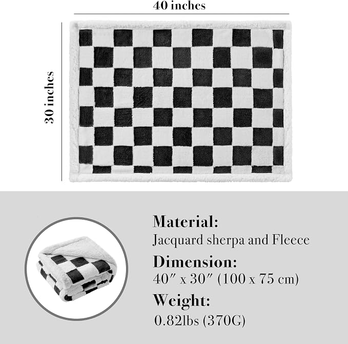 Checkered Dog Blanket, Cute Aesthetic Style Fluffy Fleece Pets Blanket - Image 5