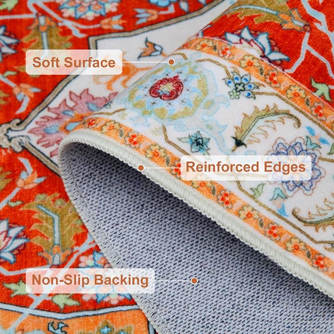 WILLSUN Washable Area Rugs, 8x10 Non-Slip Boho Large Area Rugs - Image 6