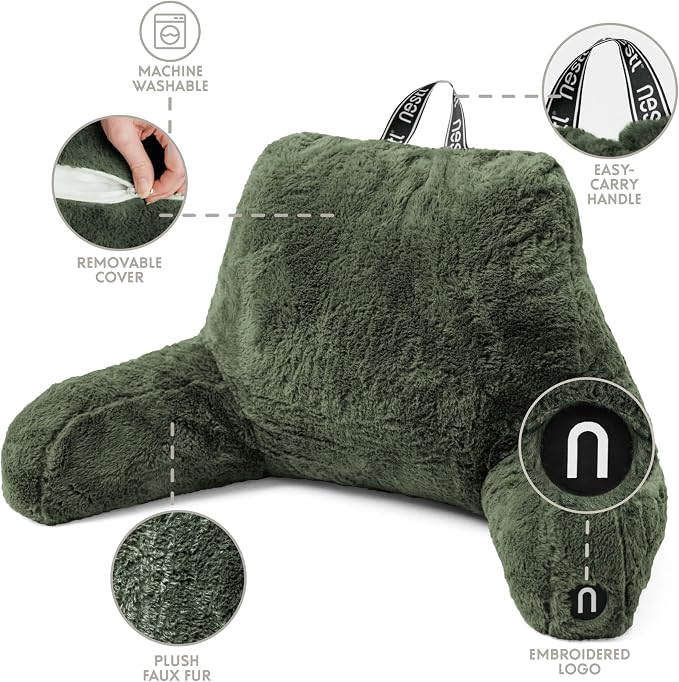 Nestl Fur Reading Pillow with Laptop Lap Desk, Stylish Back Pillow - Image 5