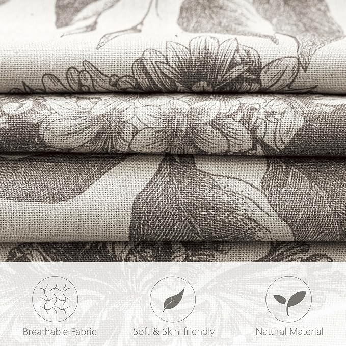 Foindtower Set of 2 Linen Floral Throw Pillow Covers Vintage Accent Print - Image 2