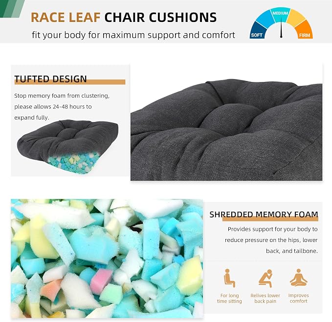 RACE LEAF 17" x 17" Patio Chair Cushions Gray - Image 2