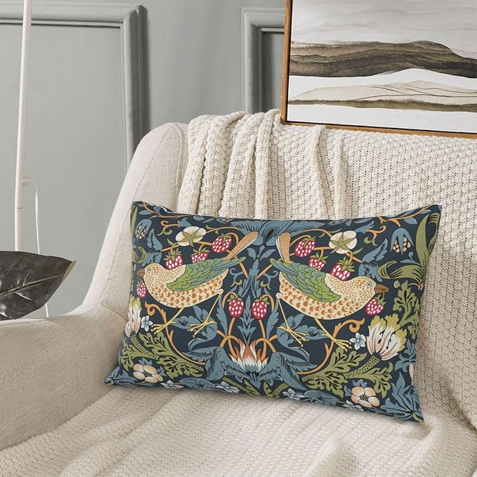 William Morris Vintage Floral Bird Strawberry Thief 20x12 inches Pillow Cover - Image 8