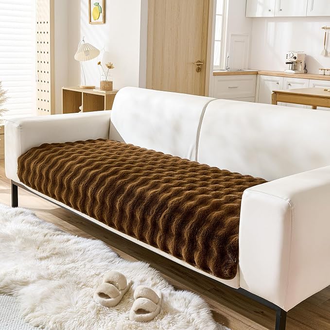 Faux Fur Couch Cover Fuzzy Soft Plush Thick Bubble Sofa Cover Luxury Sectional by Huierxun