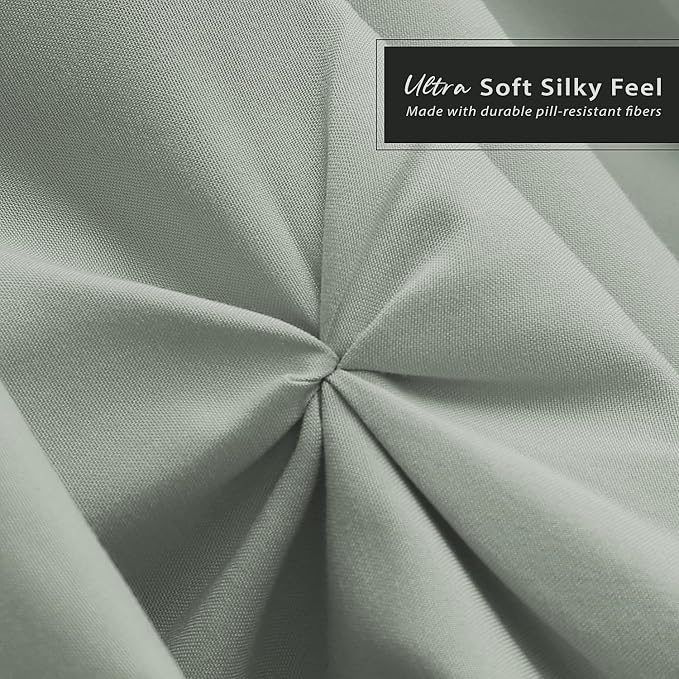 Nestl Sage Green Bed Skirt Queen Size, Pinch Pleat Queen Bed Skirt, Hotel - Image 5