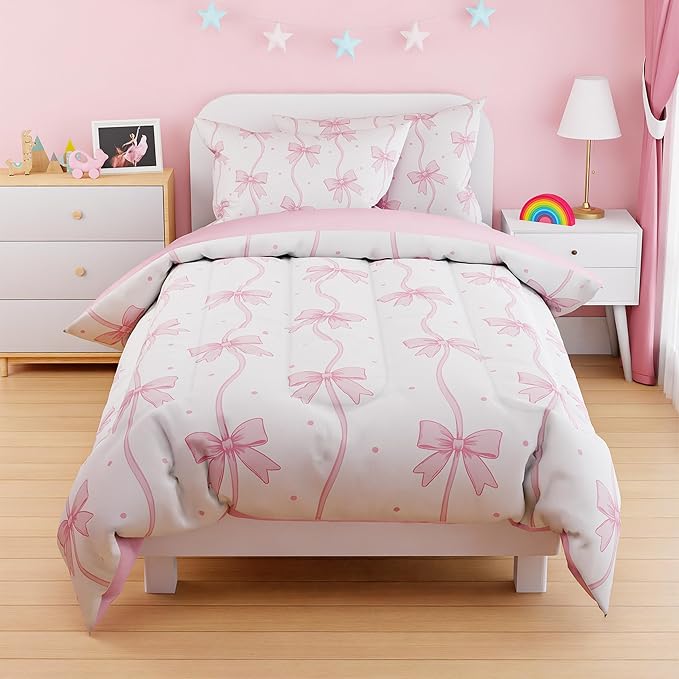 SANDJEST Bow Duvet Cover Sets Twin Size - Image 5