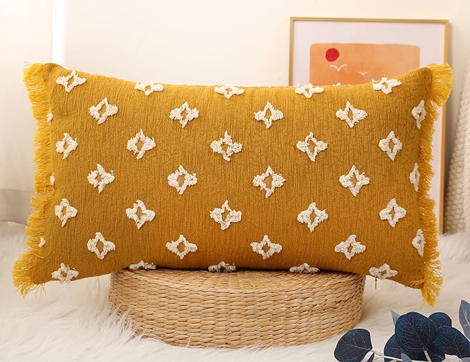 Boho Long Lumbar Pillow Cover 14x28 by DRNOU