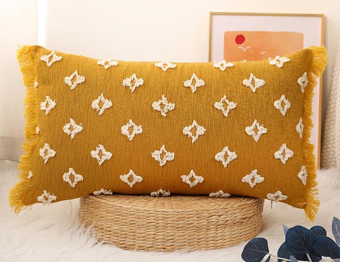 Boho Long Lumbar Pillow Cover 14x26 by DRNOU