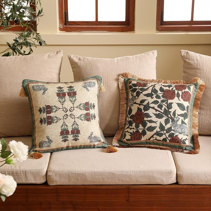patdrea Designer Throw Pillow Covers Set of 2, French Elegant Green Linen - Image 4