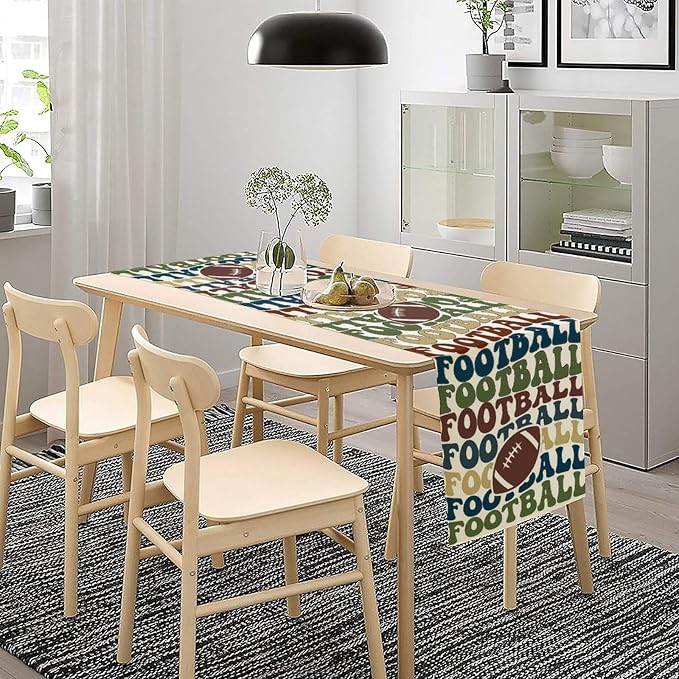 Retro Groovy Football Table Runner Sport Game Days Seasonal Table Runner Soccer - Image 3
