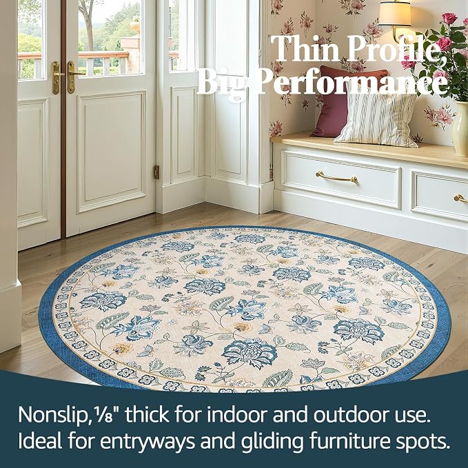 jinchan Elora 5ft Floral Round Rug - Image 4
