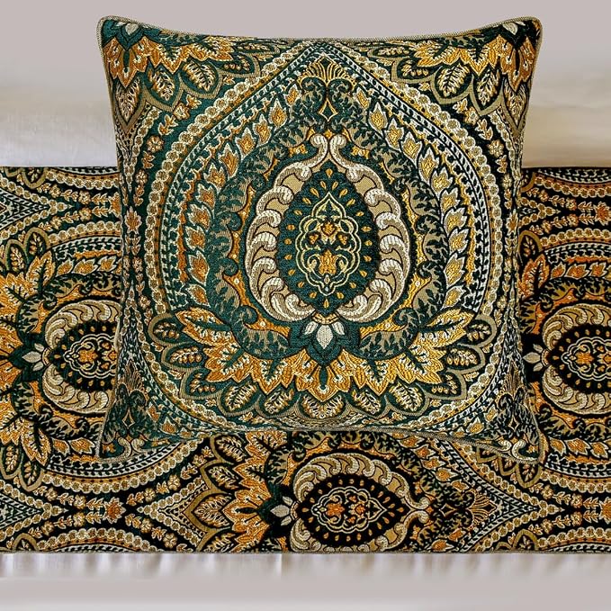 The HomeCentric King/Queen/Twin Green Designer Twin 53"x18" Bed Runner - Image 4