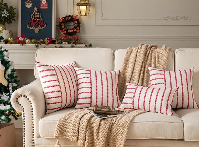 Caflife Boho Christmas Pillow Covers 18x18 Set of 2, Soft Farmhouse Decorative - Image 6