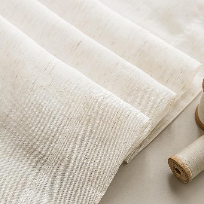 Anmao Flax Linen Curtains for Living Room 72 Inch Length 2 Panels Set, Light - Image 8