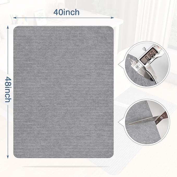 Corduroy Office Chair Mat for Hardwood Floor, Large Anti-Slip Backing Low-Pile - Image 5