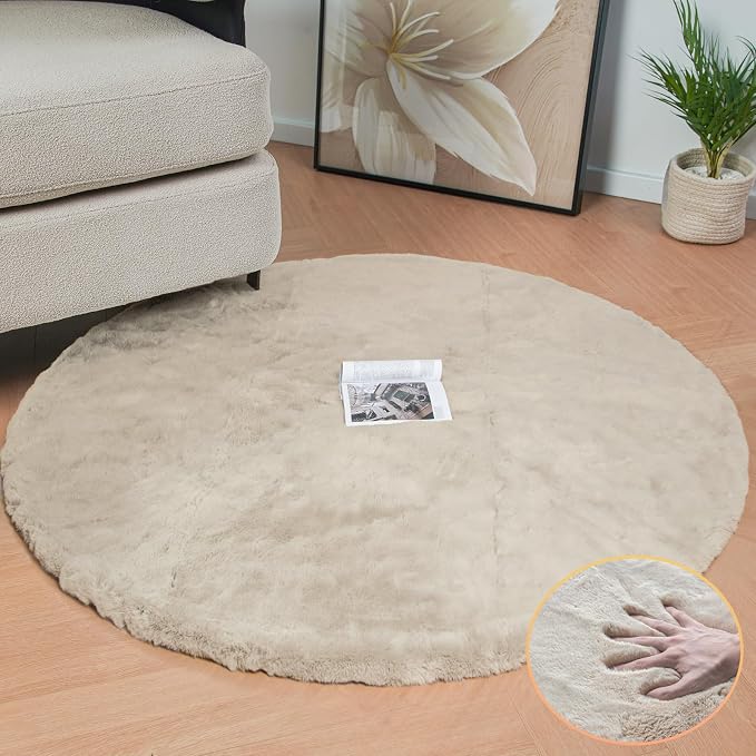 Camel Plush Shag Faux Rabbit Washable Fuzzy Fur Rugs - Image 3