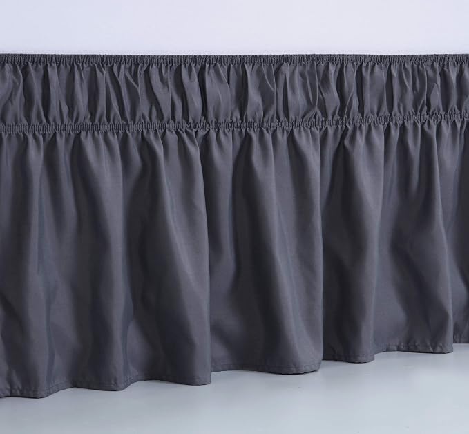 MEILA Wrap Around Bed Skirt Three Fabric Sides Elastic Dust Ruffled 24 Inch - Image 3