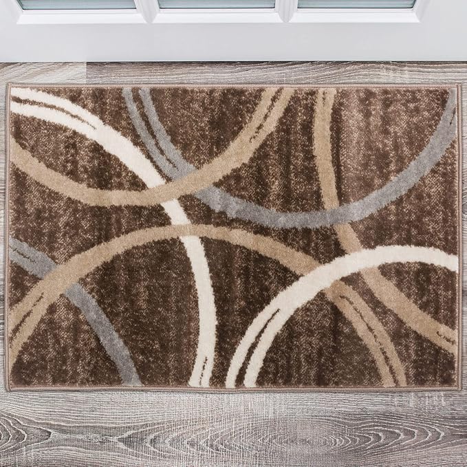 Rugshop Modern Wavy Circles Design Accent Rug, Non-Shedding Carpet - Image 8