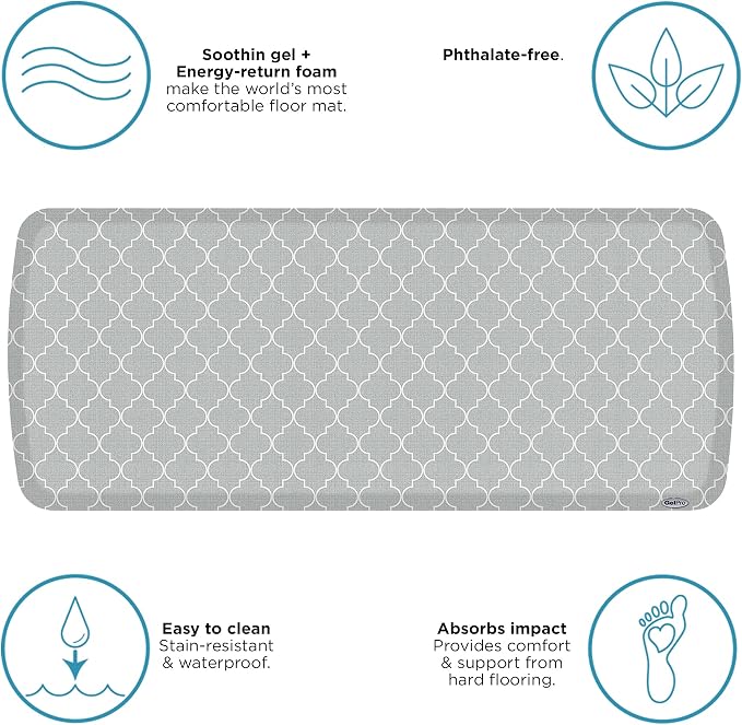 GelPro Elite Premier Anti-Fatigue Kitchen Comfort Floor Mat, Lattice Light Grey - Image 7
