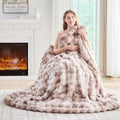 Lotus Karen Faux Fur Throw Blanket Tie-Dye Beige by LotusKaren