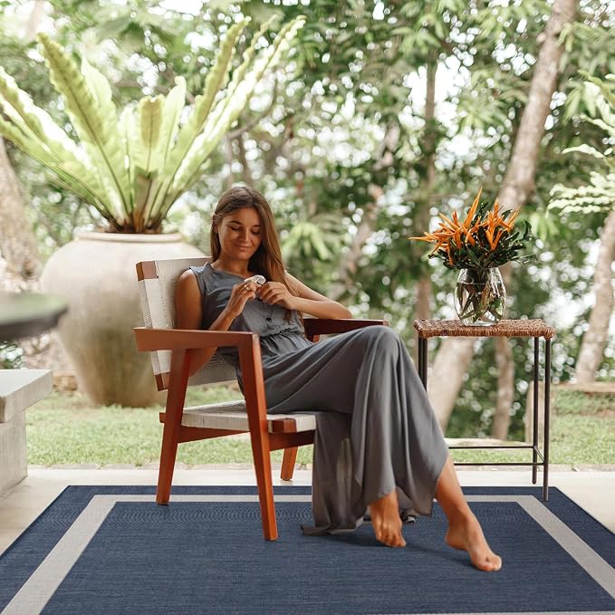CAMILSON Outdoor Rug 8x10, Modern Outside Rugs - Image 9