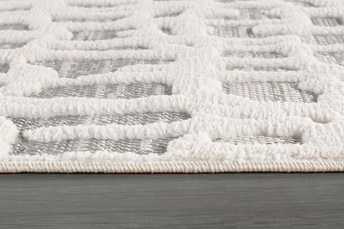 Beverly Rug Micro Loop Area Rug Gray/White 5x7 Abstract Modern Luxury Irregular - Image 9