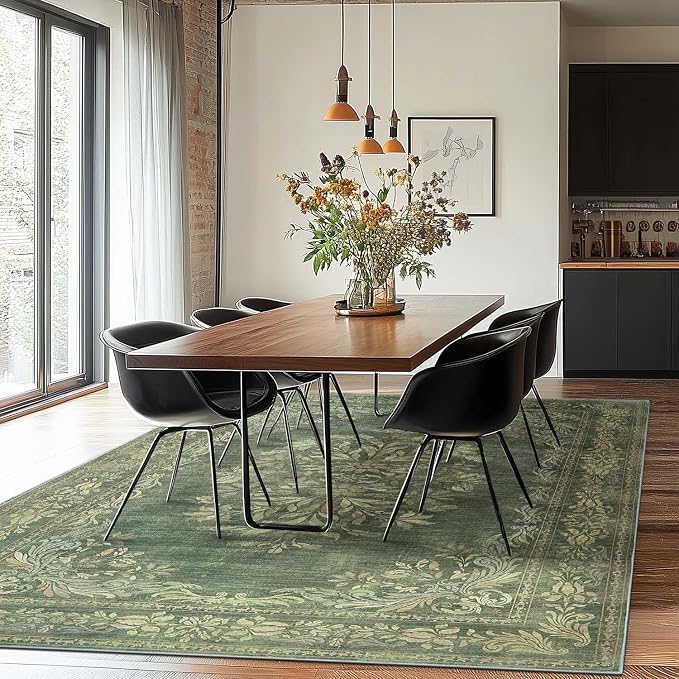 jinchan Floral 6x9 Green Area Rugs - Image 3