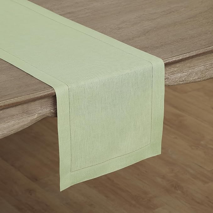 Solino Home Linen Sage Green Table Runner 108 Inches Long - Image 2