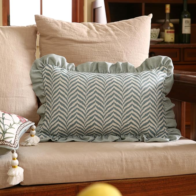 ISAENNE Design Linen Throw Pillow Covers 12"x20" Pack of 2, Rectangle - Image 2