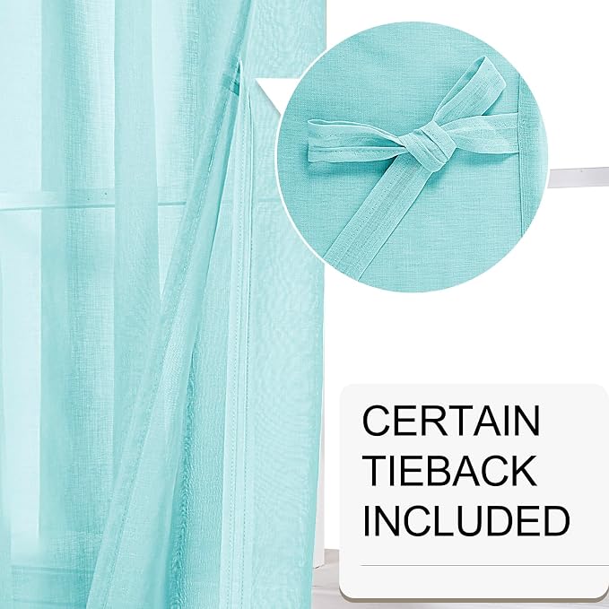 XWZO Sheer Curtains, Soft & Lightweight Faux Linen Grommet Window Curtains - Image 3