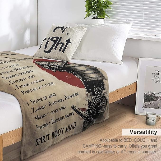 Samurai Warrior Japanese Throw Blanket - Image 5